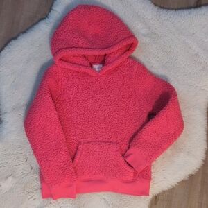 Neon Pink Girls cozy sherpa-style hoodie